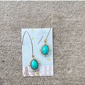 Handmade turquoise teardrop beaded earrings